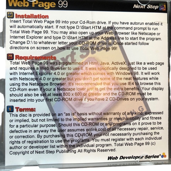 Microsoft Web Page Design 99 Professional Suite Next Step w Java & Clip Art - Picture 3 of 4